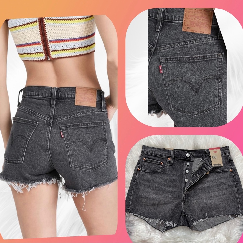 🌸NWOT LEVIS 501 Black High Rise Denim Short for women’s size 30